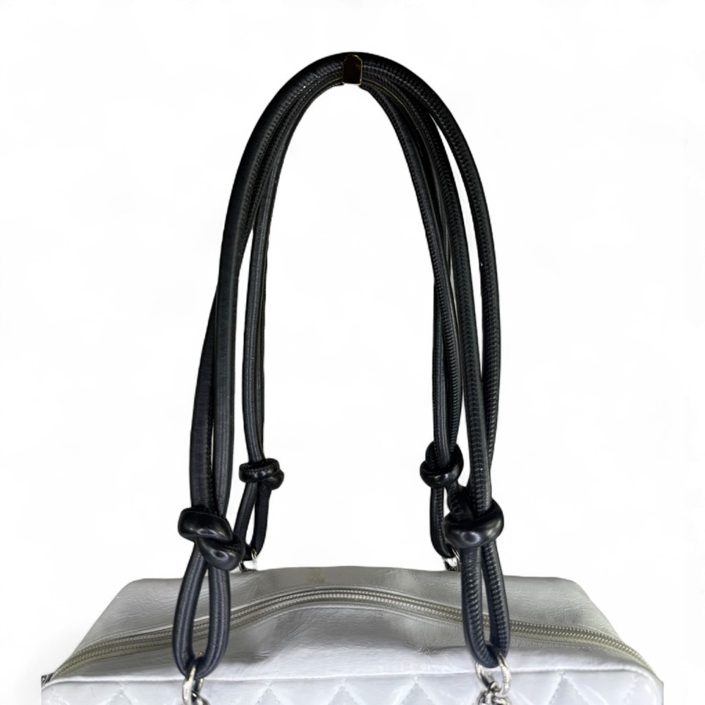 CHANEL Cambon Line White/Black CC Logo Leather Shoulder Bag - Picture 7 of 14